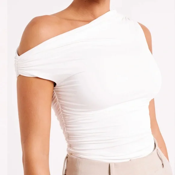 MESHKI White Ruched Top - Picture 6 of 6
